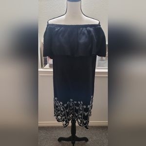 4/$25Old Navy Cotton Black Summer Dress White Lace Trim Adjustable Shoulders